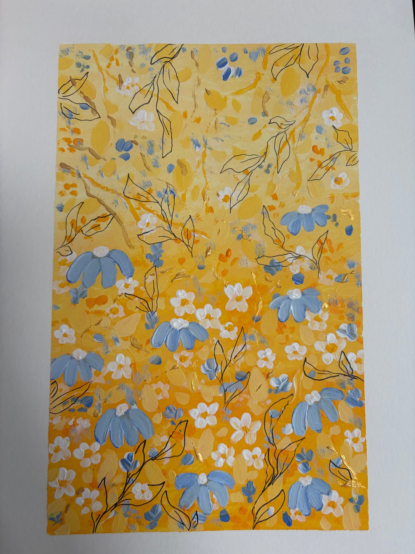 A4 yellow, orange, sky blue florals