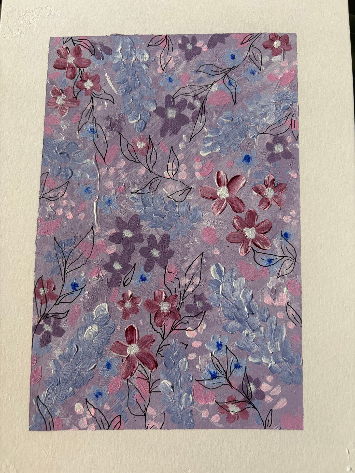 A4 red, violet, blue florals