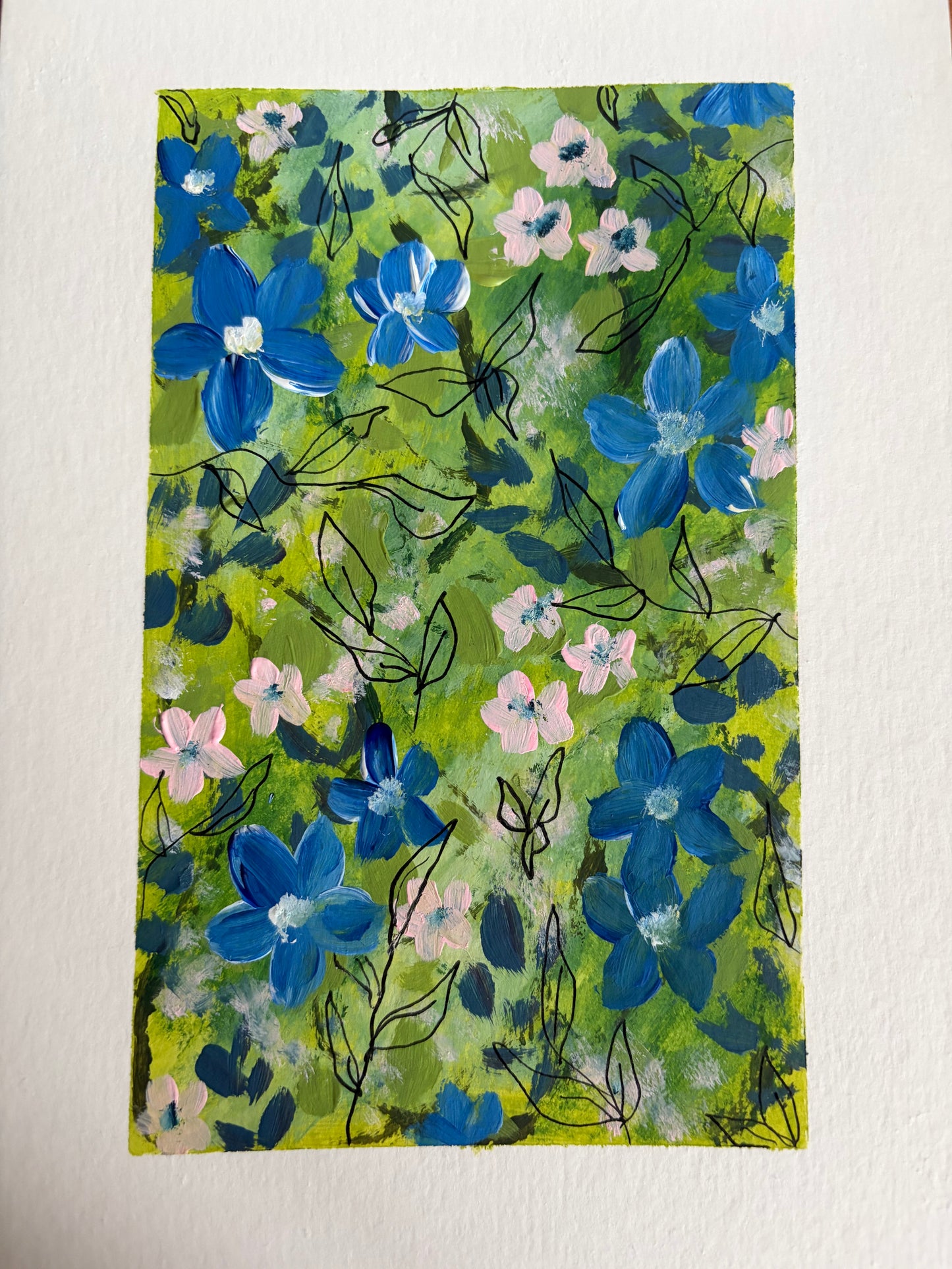 A5 Forest, bubblegum, blue florals
