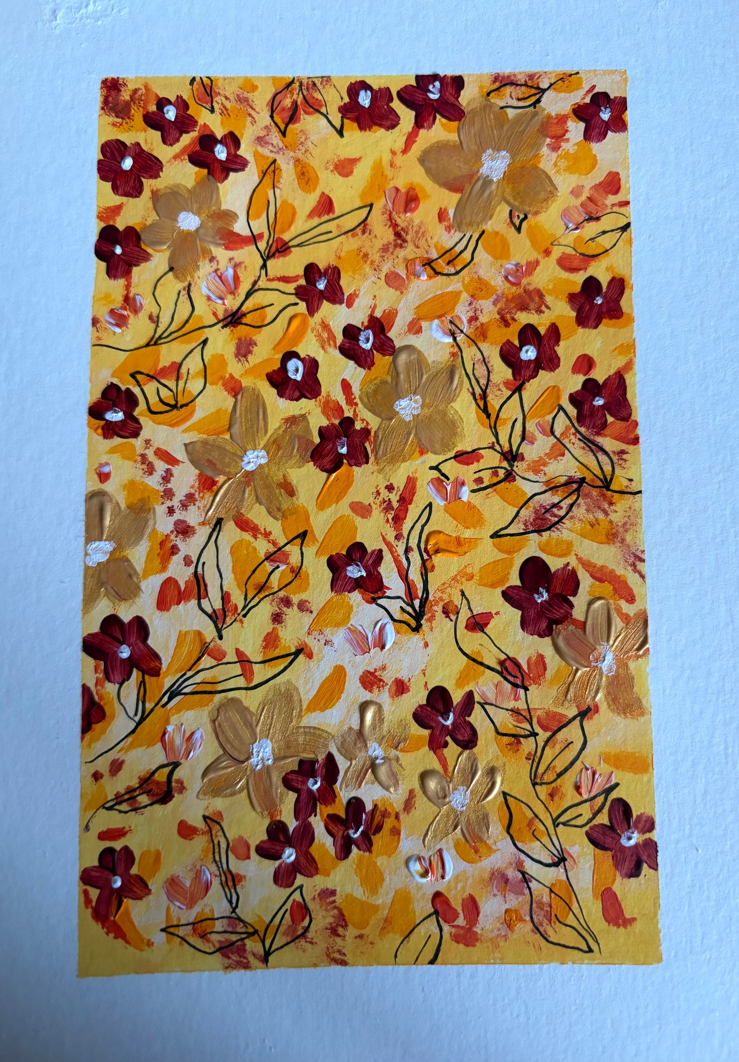 A5 Burgandy, Sunrise, Gold Florals