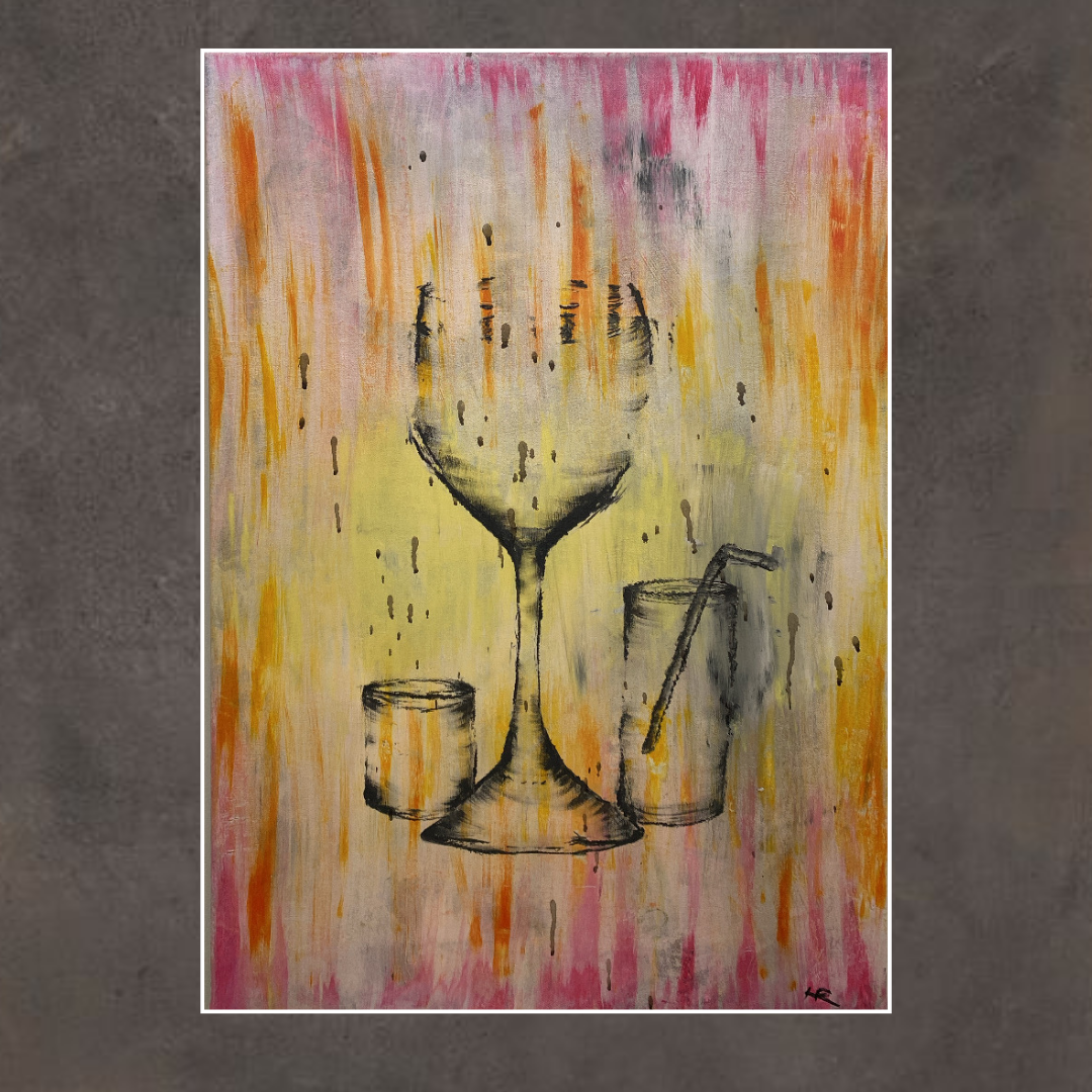 Pink Abstract Wine Glass Art