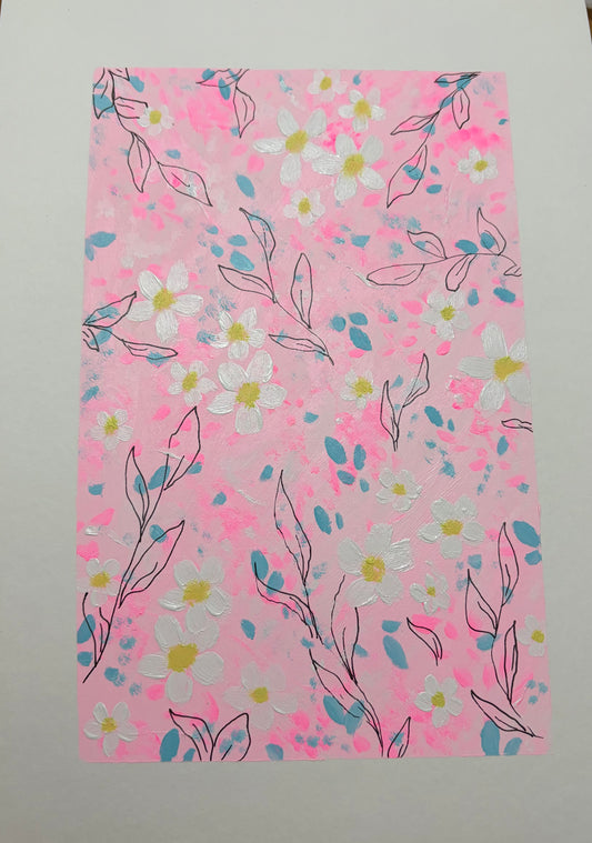A4 pink, white, blue florals