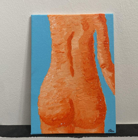 Blue and Orange Back Nude Art