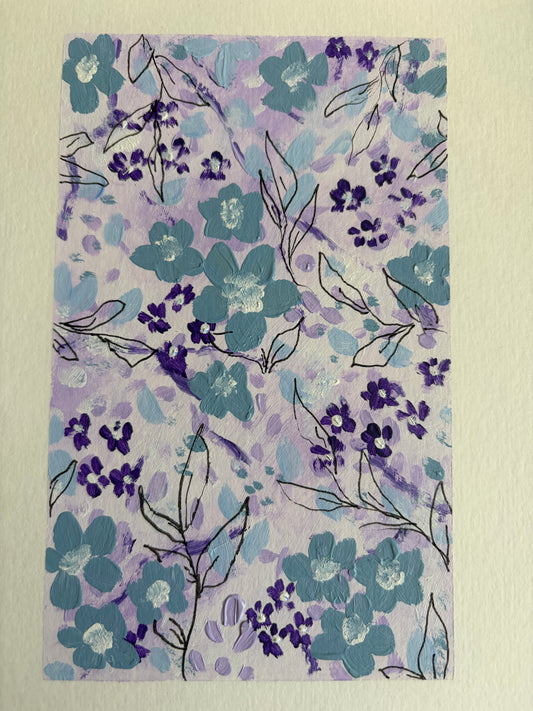 A5 blackcurrant, violet and petrol blue florals