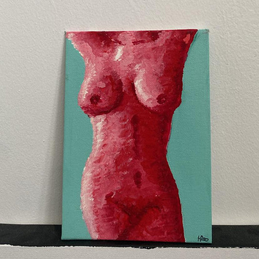 Red and Turquoise front Body Nude Art