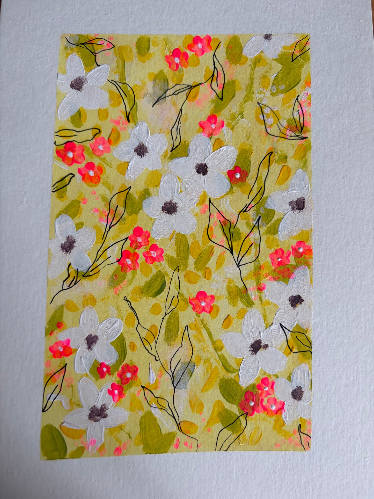 A5 Lime, pink, white florals