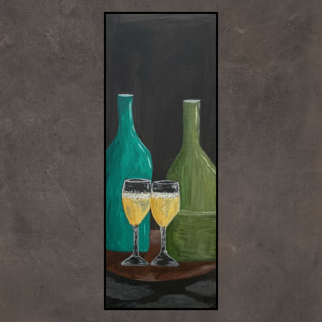 'One Glass Each' Wine Bottle Art